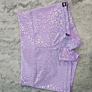 Lavender shiny hiney leopard wodbottom shorts
